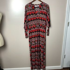 T Bags Los Angeles Red Black Maxi Dress Small